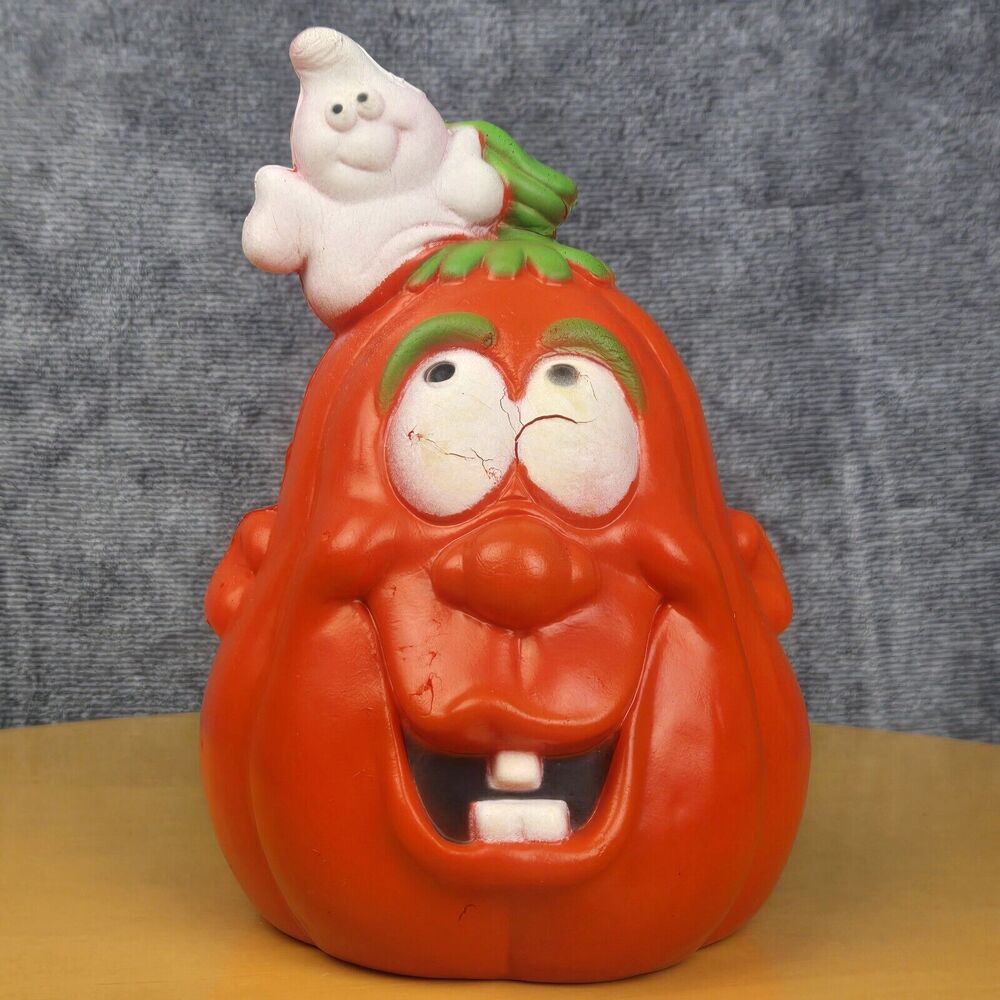 VTG Dan Dee Jack-o'-Lantern Halloween Décor Foam Squishy Head 1989 Taiwan Made